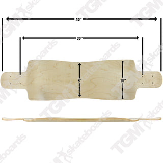 Longboard Moose Longboard Deck 10" x 40" Drop Down Cruiser NATURAL