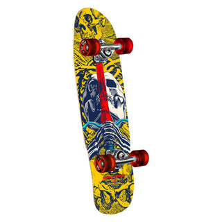 Powell Peralta Skateboard Complete Cruiser Mini Skull and Sword Yellow/Blue 8.0" x 30"