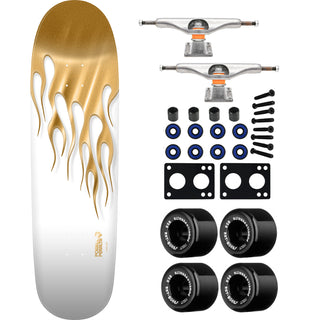 Powell Peralta Skateboard Hot Rod Flames White/Gold / Independent / Rat Bones Black