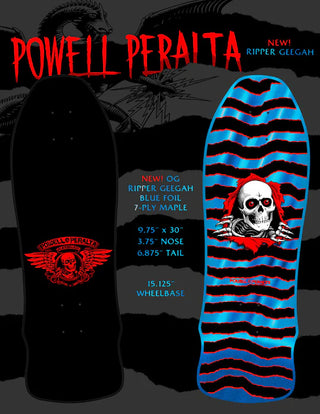Powell Peralta Skateboard Deck Geegah Ripper Blue Foil Old School Reissue