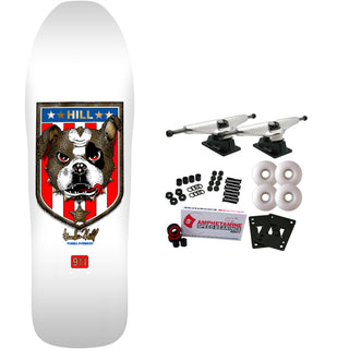 Powell Peralta Skateboard Complete Hill Bulldog White/Gold Foil Old School Reissue