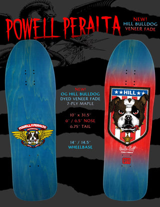 Powell Peralta Skateboard Complete Hill Bulldog Blue/Red Fade Old School Reissue
