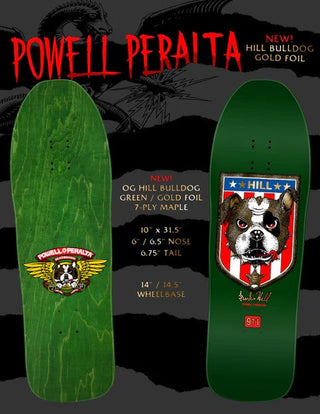 Powell Peralta Skateboard Complete Frankie Hill Bull Dog Green/Gold Foil Old School Reissue