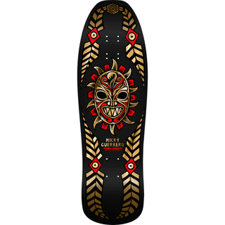 Powell-Peralta re-issue decks are close reproductions of their 1980’s counterparts, featuring the original Pro graphics and shape, top graphic logo and concave. Measures 10" x 31.75" with a 15.125" wheelbase and long 2.5" old school truck hole pattern.