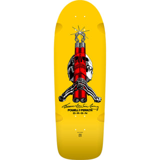Powell Peralta Skateboard Deck Bruce Lee Skull and Nunchucks Yellow 10"