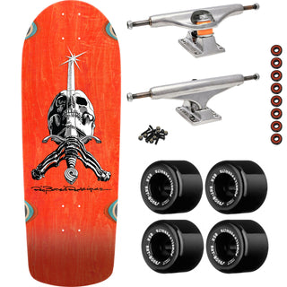 Powell Peralta Skateboard OG Snub Rodriguez Skull and Sword Orange / Independent/ Rat Bones Black