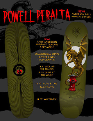 Powell Peralta Skateboard Deck Andy Anderson Hydrant Maple 8.4" x 32.03"