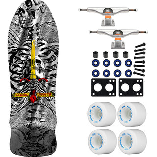 Powell Peralta Skateboard Geegah Skull and Sword Silver Foil / Independent/ Rat Bones White