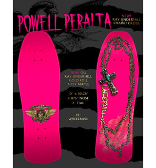 Powell Peralta Skateboard Underhill Cross Pink Foil / Independent / Rat Bones White