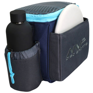 MVP Discs Disc Golf Shoulder Bag - Cell Dark Grey/Sky Blue - Holds 12 Discs