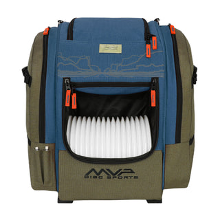 MVP Disc Golf Bag James Conrad Voyager Signature Backpack Olive/Blue