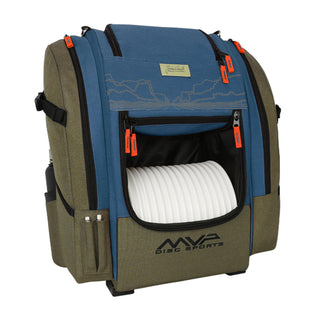 MVP Disc Golf Bag James Conrad Voyager Signature Backpack Olive/Blue