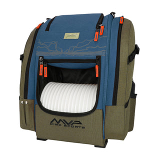 MVP Disc Golf Bag James Conrad Voyager Signature Backpack Olive/Blue