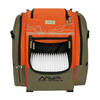 MVP Disc Golf Bag James Conrad Voyager Signature Backpack Olive/Orange