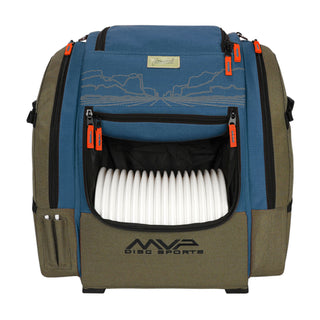 MVP Disc Golf Bag James Conrad Voyager Pro Signature Backpack Olive/Blue