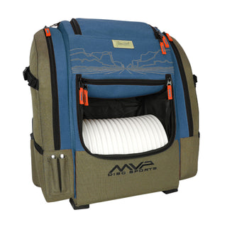 MVP Disc Golf Bag James Conrad Voyager Pro Signature Backpack Olive/Blue