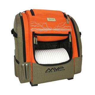MVP Disc Golf Bag James Conrad Voyager Pro Signature Backpack Olive/Orange