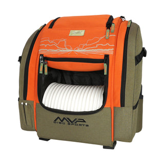 MVP Disc Golf Bag James Conrad Voyager Pro Signature Backpack Olive/Orange