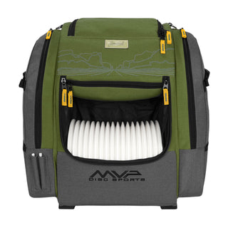 MVP Disc Golf Bag James Conrad Voyager Pro Signature Backpack Slate/Green