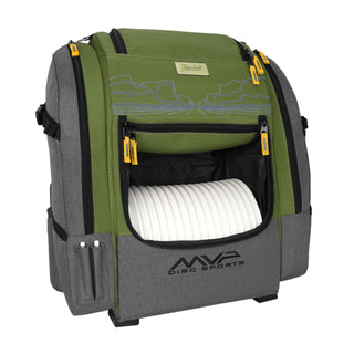 MVP Disc Golf Bag James Conrad Voyager Pro Signature Backpack Slate/Green