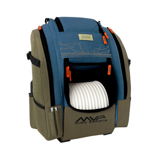 MVP Disc Golf Bag James Conrad Voyager Slim Signature Backpack Olive/Blue