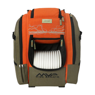 MVP Disc Golf Bag James Conrad Voyager Slim Signature Backpack Olive/Orange
