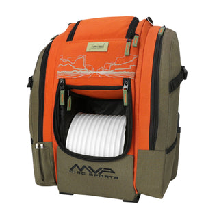 MVP Disc Golf Bag James Conrad Voyager Slim Signature Backpack Olive/Orange