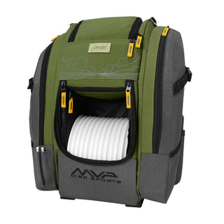 MVP Disc Golf Bag James Conrad Voyager Slim Signature Backpack Slate/Green