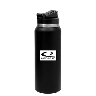Latitude 64 32oz Stainless Steel Water Bottle w/ Straw - Black