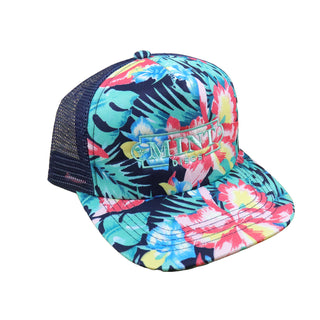 Mint Disc Golf Hat Floral Flat Brim Trucker Snapback Floral/Mint