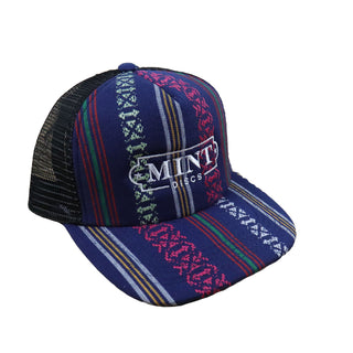 Mint Disc Golf Hat Flat Brim Trucker Snapback Foamy Aztec/White