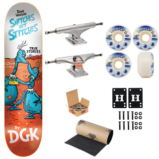 DGK Premium Skateboard Vaughn Stitches 7.9" Independent Trucks, Triclops Wheels, Indy Bearings