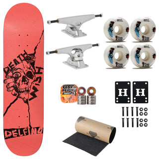 Deathwish Premium Complete Skateboard Delfino Rot 8.5" Ft. Krux/SML/Bronson