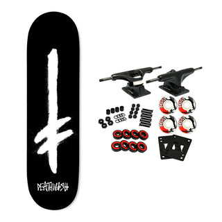 Deathwish Skateboard Complete Gang Spray Black/White 8.25" x 31.5"