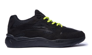 Lakai Skateboard Shoes Evo 2.0 Black/Neon Green Suede Mens