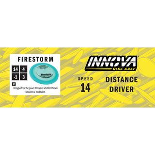 Innova Disc Golf Champion Firestorm Distance Driver 14/4/-1/3 Yellow/Slate 163 grams