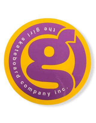 Girl Skateboards Sticker G Logo Purple/Yellow 3" x 3"