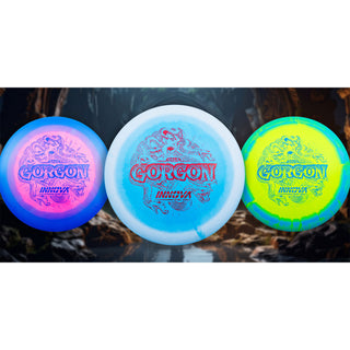 Innova Disc Golf Halo Star Gorgon Distance Driver 10/6/-2/1 Light Blue Yellow/Blue Shatter 170 grams