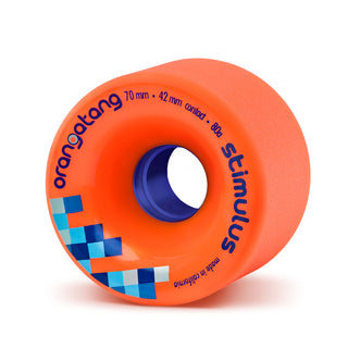 Orangatang Longboard Wheels Stimulus Orange 70mm 80A with Loaded Jehu V2 Bearings