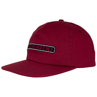 Independent Trucks Hat Bar Logo Snapback Unstructured Burgundy