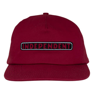 Independent Trucks Hat Bar Logo Snapback Unstructured Burgundy