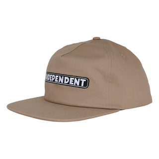 Independent Trucks Hat Bar Logo Snapback Unstructured Khaki