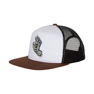 Santa Cruz Skateboards Hat Screaming Hand Front Mesh Trucker White/Brown/Black