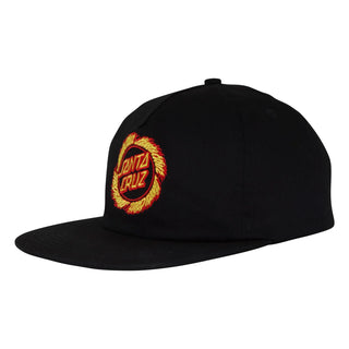 Santa Cruz Skateboards Hat Flame Ringed Dot Snapback Unstructured Black