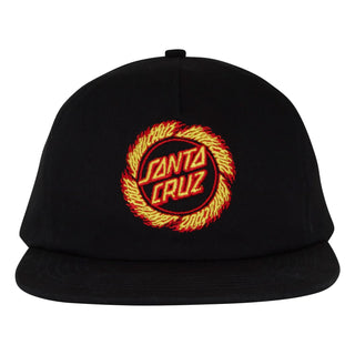 Santa Cruz Skateboards Hat Flame Ringed Dot Snapback Unstructured Black