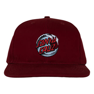 Santa Cruz Skateboards Hat Simplified Wave Dot Snapback Structured Maroon