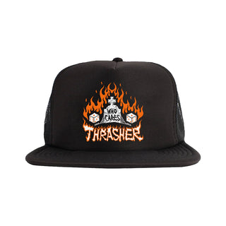 Thrasher Magazine Trucker Hat Who Cares by Neckface Black