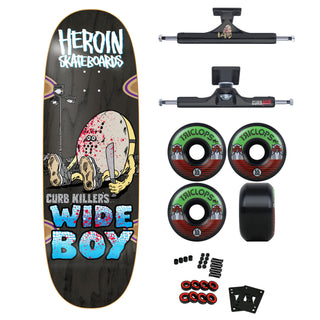 Heroin Premium Skateboard with Slappy Trucks, Triclops Wheels 10.75" Curb Killer Wide Boy