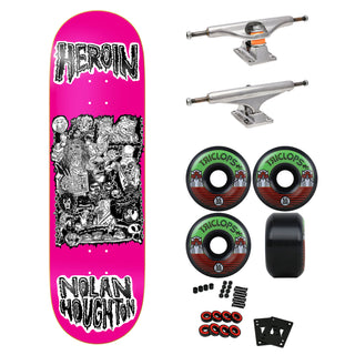 Heroin Premium Skateboard with Indy Trucks, Triclops Wheels 9.5" Nolan Houghton Allegory of Fear