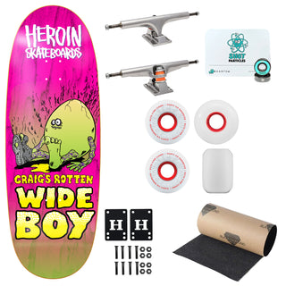 Heroin Premium Skateboard Complete Craig Rotten Wide Boy (Assorted) Independent Trucks Ricta Wheels and Quantum Snot Particles Bearings